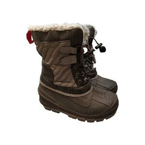 Cat & Jack Kids Black Faux Fur Lined Collar Thermolite‎ Winter Boots Sz 1 Hiking